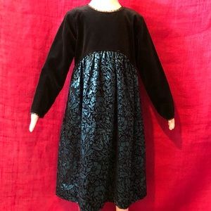 HannaAndersson Black Velvet Flocked Taffeta Dress